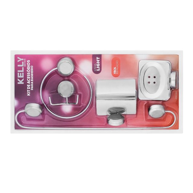 Kit acessórios 2705 5 peças para banheiro Ligth - Kelly Kit acessórios 2705 5 peças para banheiro Ligth - Kelly