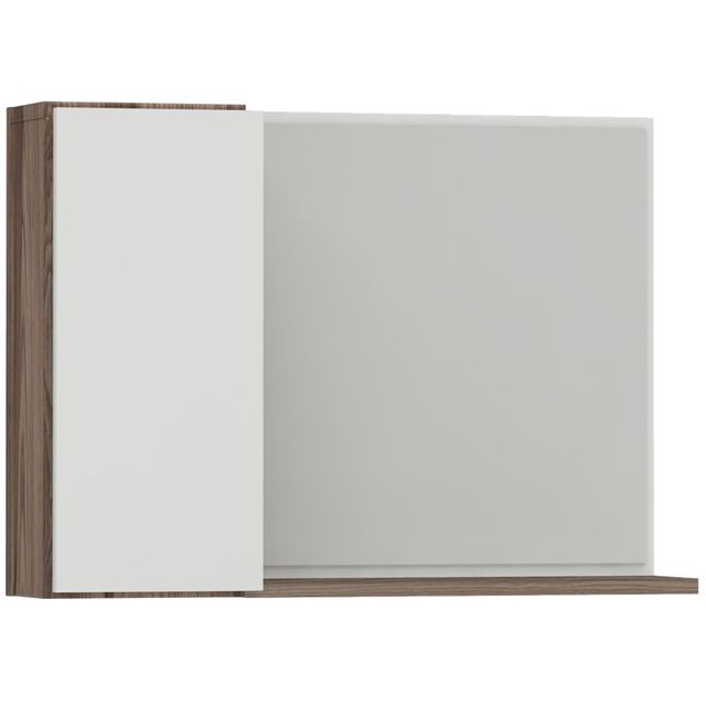 Espelheira em madeira Branco/Tamarindo 360 para banheiro - 100090 - Cozimax