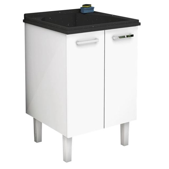 Gabinete em aço Max com tanque 0,60M Preto - 87747 - Cozimax Gabinete em aço Max com tanque 0,60M Preto - 87747 - Cozimax