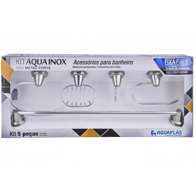 Kit com 5 peças Aquainox cromado - Aquaplás Kit com 5 peças Aquainox cromado - Aquaplás