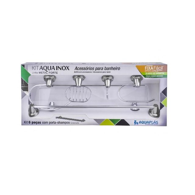 Kit Aquainox com 6 peças cromado - Aquaplás Kit Aquainox com 6 peças cromado - Aquaplás