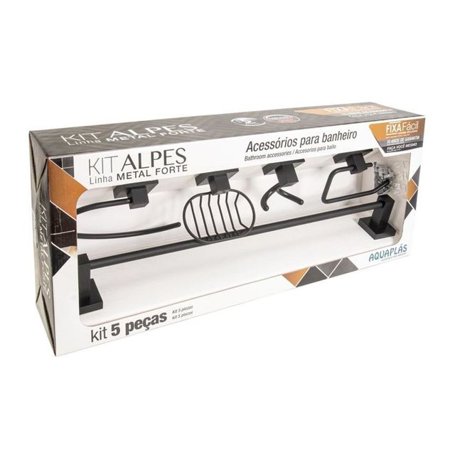 Kit Alpes com 5 peças Black Matte - Aquaplás Kit Alpes com 5 peças Black Matte - Aquaplás