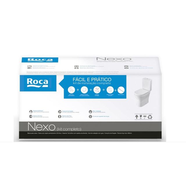Kit Nexo bacia com caixa acoplada branco - C343723001 - Roca
