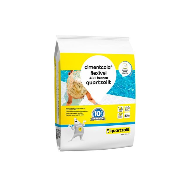 Argamassa Flexivel Branco (AC-III) 20KG - Quartzolit Argamassa Flexivel Branco (AC-III) 20KG - Quartzolit