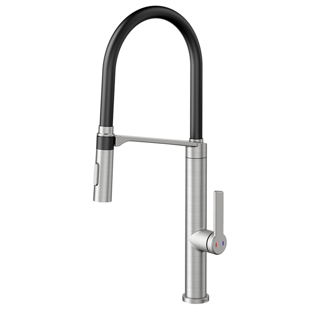 Monocomando DOC Inox Escovado com mangueira na cor preta - 006957BI - Docol Monocomando DOC Inox Escovado com mangueira na cor preta - 006957BI - Docol