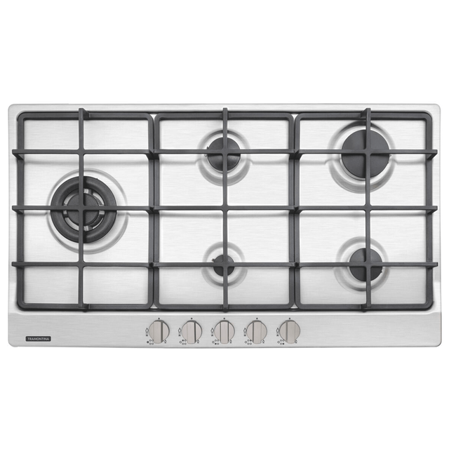 Cooktop a Gás Penta Plus em Aço Inox e Trempes em Ferro Fundido com Acendimento Superautomático 5 Queimadores - 94752/104 - Tramontina Cooktop a Gás Penta Plus em Aço Inox e Trempes em Ferro Fundido com Acendimento Superautomático 5 Queimadores - 94752/104 - Tramontina