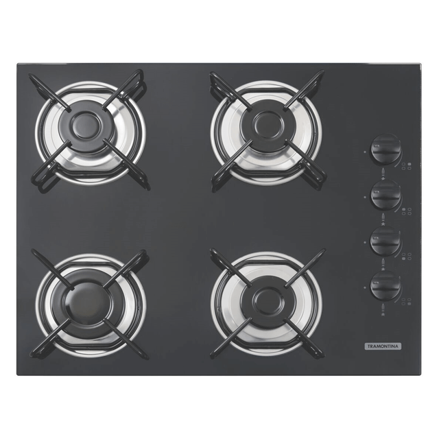 Cooktop a Gás Brasil em Vidro Temperado Preto com Acendimento Superautomático 4 Queimadores - 94703/501 - Tramontina Cooktop a Gás Brasil em Vidro Temperado Preto com Acendimento Superautomático 4 Queimadores - 94703/501 - Tramontina