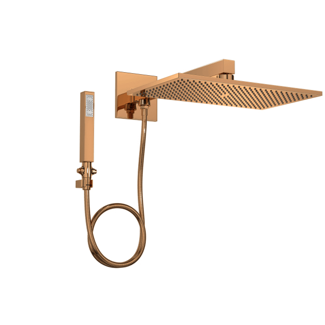 Chuveiro Com Desviador E Ducha Manual Unic 40 Cm Red Gold -  1969.GL.DES.040.RD - Deca Chuveiro Com Desviador E Ducha Manual Unic 40 Cm Red Gold -  1969.GL.DES.040.RD - Deca