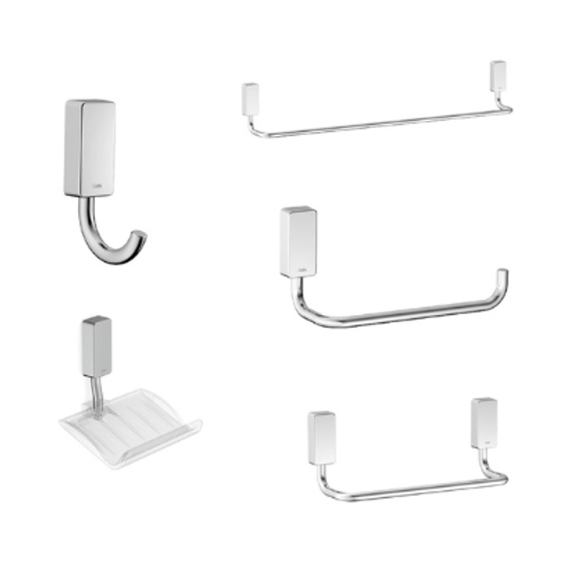 Kit Acessórios New Celite One Cromado 5 Peças - Celite Kit Acessórios New Celite One Cromado 5 Peças - Celite