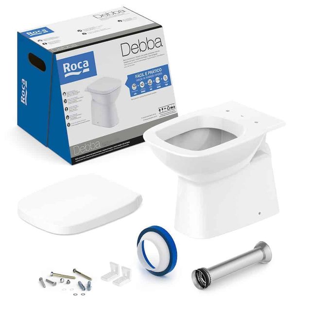 Kit de Bacia Convencional com Assento termofixo e itens de instalação Debba Classic Branco - C329727000 - Roca Kit de Bacia Convencional com Assento termofixo e itens de instalação Debba Classic Branco - C329727000 - Roca