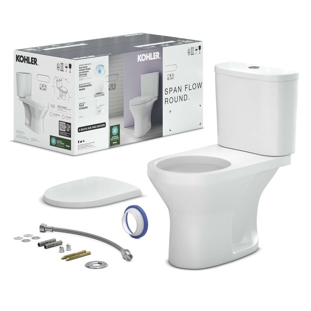 Kit Bacia com Caixa Acoplada Branco Span Flow Round - 30503BR-0 - Kohler Kit Bacia com Caixa Acoplada Branco Span Flow Round - 30503BR-0 - Kohler