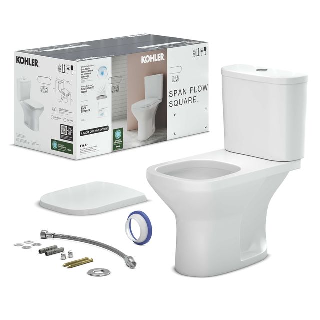 Kit Bacia com Caixa Acoplada Branco Span Flow Square - 30510BR-0 - Kohler Kit Bacia com Caixa Acoplada Branco Span Flow Square - 30510BR-0 - Kohler