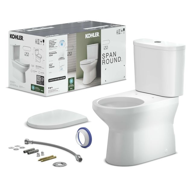 Kit Bacia com Caixa Acoplada Branco Span Round - 28988BR-0 - Kohler Kit Bacia com Caixa Acoplada Branco Span Round - 28988BR-0 - Kohler