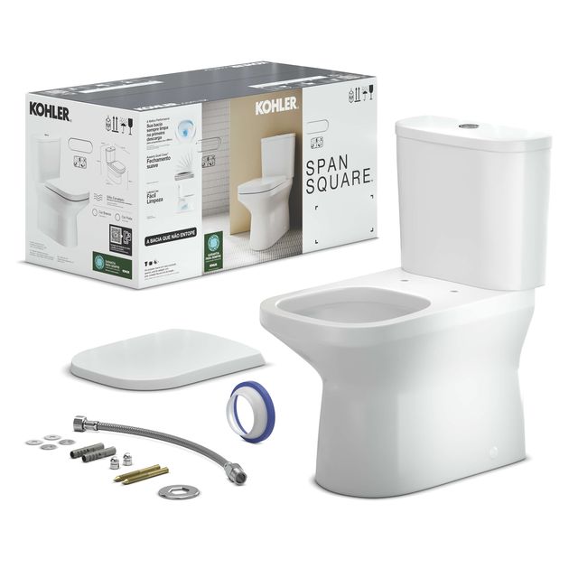 Kit Bacia com Caixa Acoplada Branco Span Square - 28989BR-0 - Kohler Kit Bacia com Caixa Acoplada Branco Span Square - 28989BR-0 - Kohler