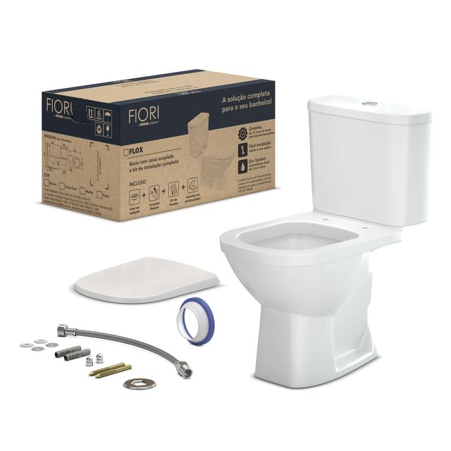 Kit Bacia com Caixa Acoplada Branco Flox - 55KT44-1FB - Fiori