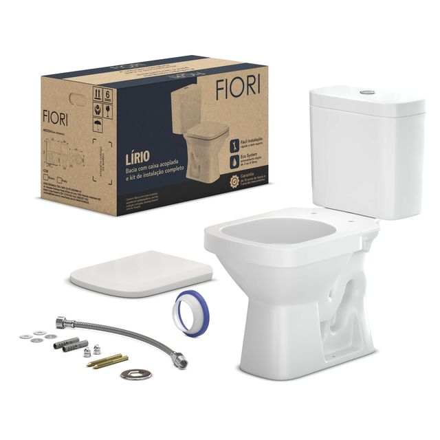 Kit Bacia com Caixa Acoplada Branco Lírio - 55KT77-1FB - Fiori