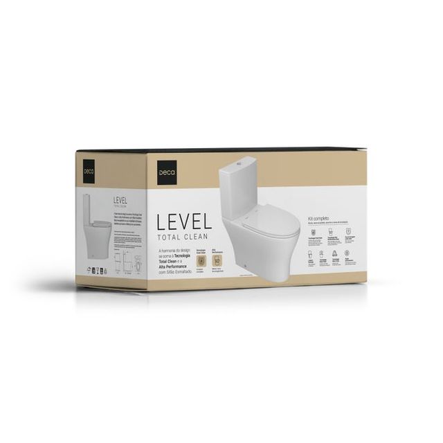 Kit Completo Bacia com Caixa Acoplada Branco Level Total Clean - KP.8520.17 - Deca