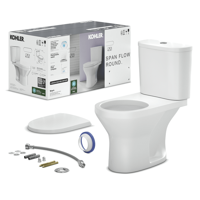 Kit Bacia com Caixa Acoplada Branco Span Flow Round - 30503BR-0 - Kohler