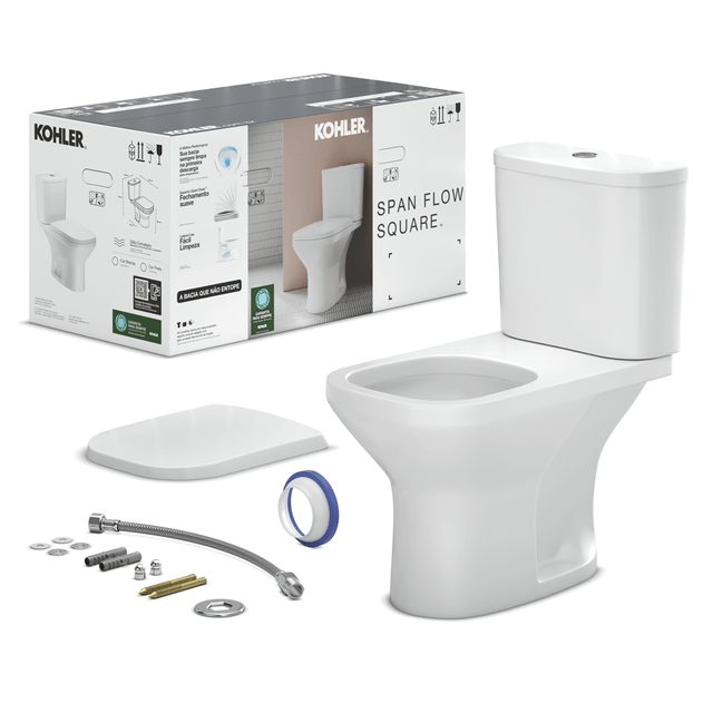Kit Bacia com Caixa Acoplada Branco Span Flow Square - 30510BR-0 - Kohler